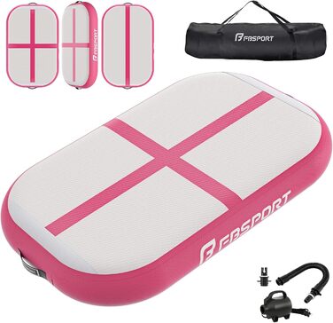 FBSPORT Килимок для гімнастики та йоги, 60x100x20 см, рожевий, з насосом та сумкою