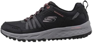 Жіночі туристичні черевики Skechers Escape Plan, чорна шкіра, сітка, рожева окантовка (35 EU)