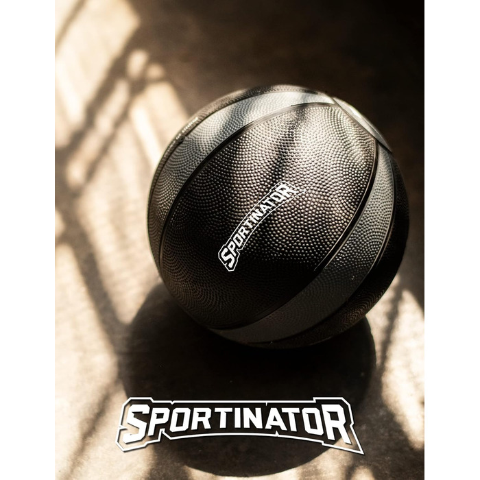 Медичний м'яч SPORTINATOR сірий/чорний, 9 кг, для силових і функціональних тренувань, з маркуванням ваги