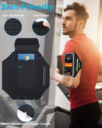 Спортивний браслет для телефону: фіксатор для бігу, сумка для мобільного з кишенею для навушників, аксесуар для бігу. Підходить для iPhone 17/16/15/14/13 Pro Max, Galaxy S25/S24/S23 Ultra (до 6.9 дюймів). Колір: зелений, з блискавкою.