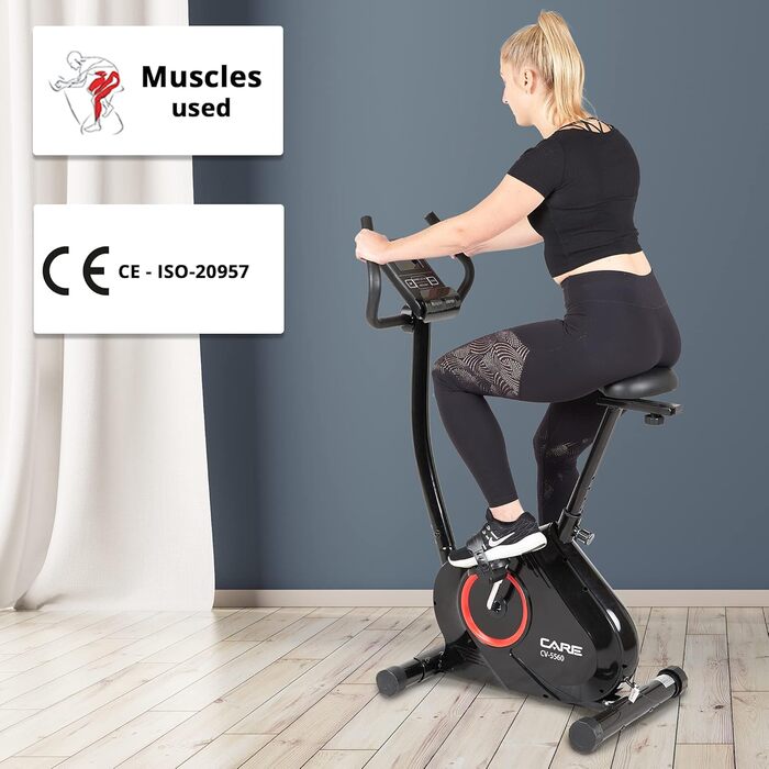 Велотренажер Care Fitness CV-5560 з магнітним гальмом, 21 програма, ремінний привід, 16 рівнів навантаження, маховик 7 кг