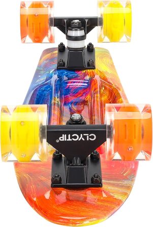 Скейтборд CLYCTIP Mini Cruiser 22 дюйми з підсвічуванням та ABEC-11 підшипниками для дітей та початківців (різнокольоровий)