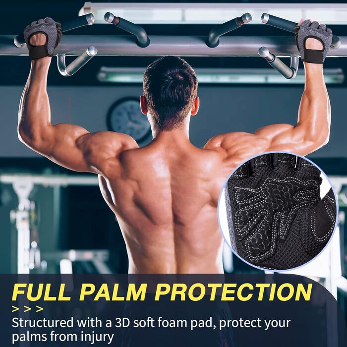 Фітнес рукавички ELLIEX для чоловіків та жінок: спортивні рукавички для тренувань, важкої атлетики, велоспорту, силових та кросфіт-тренувань (сірий, L)