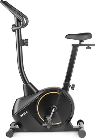 Магнітний велотренажер Gymtek для дому, 8 рівнів навантаження, маховик 9 кг, LCD-дисплей, до 135 кг, чорний-золотий