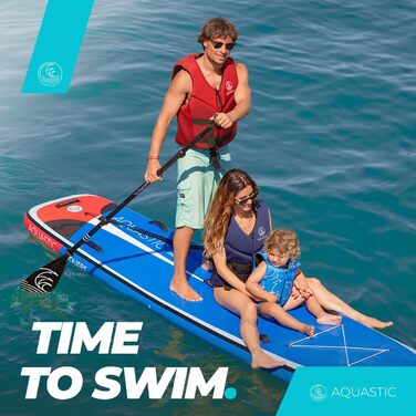 Надувна SUP-дошка AQUASTIC Tourer 12'2, 374 см, для 2 осіб, синя, з двома веслами та насосом, міцна еко Dropstitch MSL для водних прогулянок