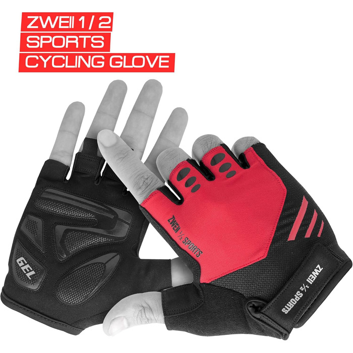 Чоловічі велосипедні рукавички напівпальці, дихаючі, для відпочинку та спорту, з гелевою підкладкою, антиковзаючі, для активного відпочинку та тренувань, зелені (XL, червоні)