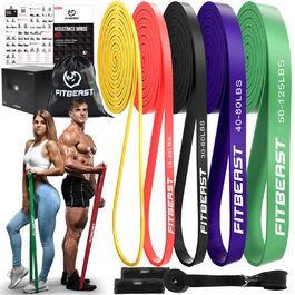 Гумові еспандери FitBeast для фітнесу, силових тренувань, йоги та реабілітації (2,3-56,7 кг)