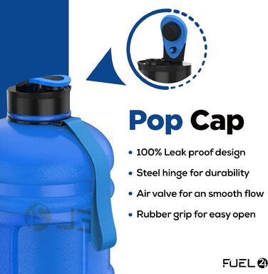 Спортивна пляшка для води Fuel24 Jug 2,2 л з поп-ап кришкою та ручкою, BPA-free, синя