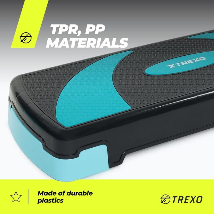 Степ-платформа TREXO для аеробіки та фітнесу, 78 x 30 см, регульована висота 10-20 см, синій