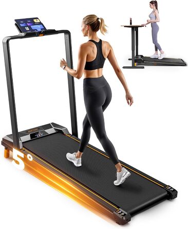 Бігова доріжка для дому та офісу, Walking Pad з нахилом 5%, потужність 2.5 HP, тиха бігова доріжка з пультом дистанційного керування, до 150 кг, чорний колір