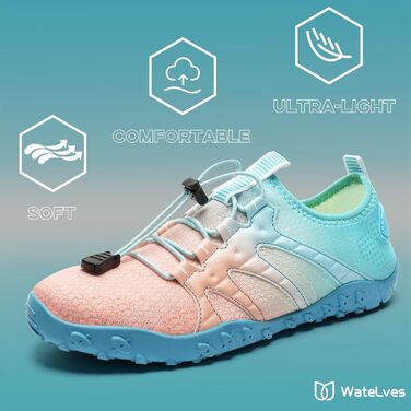 Взуття для плавання та відпочинку WateLves: чоловічі та жіночі шльопанці для пляжу, басейну та серфінгу, розмір 39 EU, рожевий та блакитний кольори