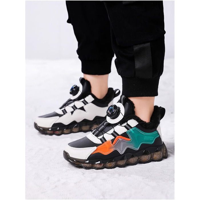 Дитячі зимові черевики Kinder для хлопчиків: неслизькі, трекінгові, теплі, зручні, бавовняні, для активного відпочинку та занять спортом (Помаранчеві, 32 EU)