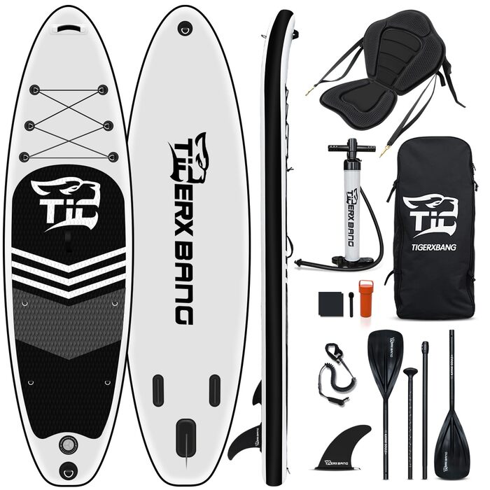 SUP дошка TIGERXBANG Black Tiger надувна з каяком, веслом, 320x82x15 см для дорослих та дітей