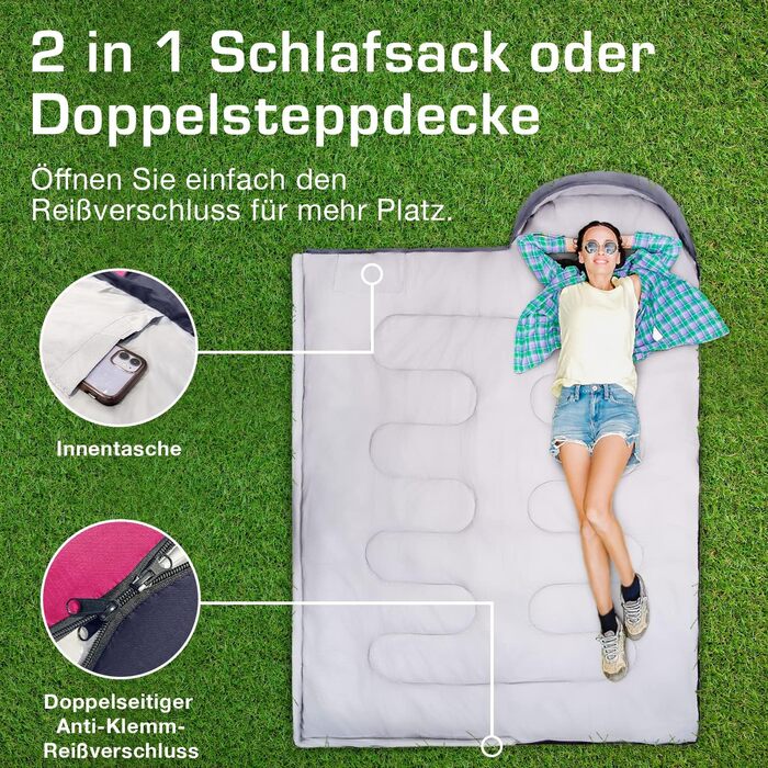 Сплячий мішок Active Era Premium Mumienschlafsack 250 GSM, зимовий та літній, 0°C - 15°C, для кемпінгу, фестивалів, подорожей, водонепроникний, ультралегкий, компактний (Рожевий)