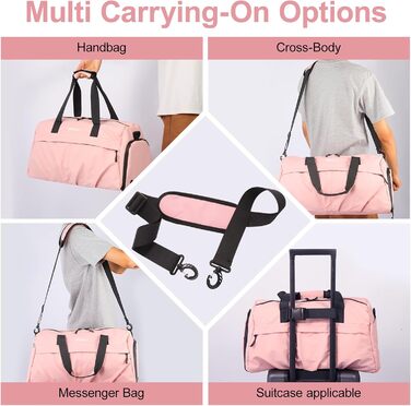 Спортивна сумка для жінок та чоловіків, жорсткий матеріал, дорожня сумка з відділенням для взуття, 2 вентиляційних отвори та мокре відділення, водонепроникна сумка-вікендер, спортивна/плавальна/сауна сумка (Зелений) (Рожевий)