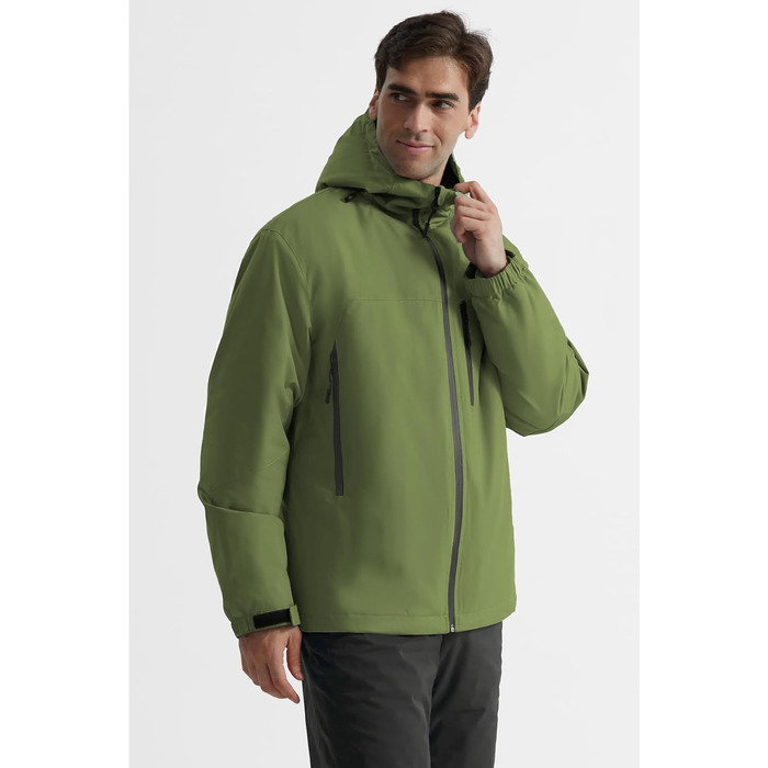 Чоловіча лижна куртка GEMYSE з інтегрованими лямками та капюшоном. Тепла зимова куртка, водонепроникна вітрозахисна куртка для сноубордингу та походів. Колір: хакі.