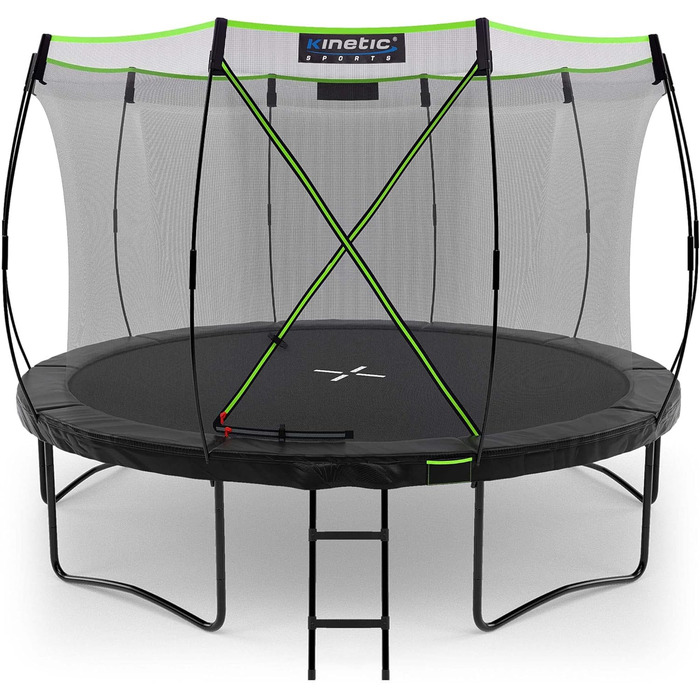 Кінь-стрибун KINETIC SPORTS Ultimate Pro Ø 244/305/366/427 см – сертифікат TÜV Rheinland GS, з драбиною, скловолоконна сітка, для саду, дизайн 