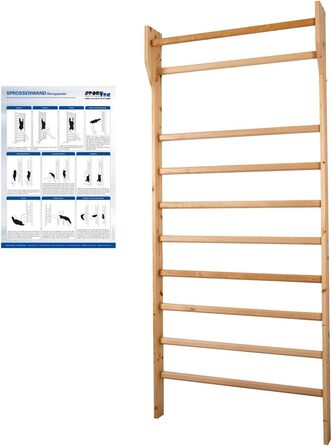 Шведська стінка Sport-Tec 100x230 см, 10 перекладин, береза, для гімнастики та фітнесу