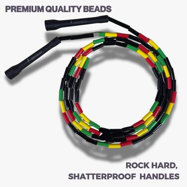 Стрибкове канат Elevate Rope Professional з перлинками, 3м, регульований, поліестер, для фрістайлу, кардіо та трюків, для всіх рівнів, для використання в приміщенні та на вулиці (Rasta)