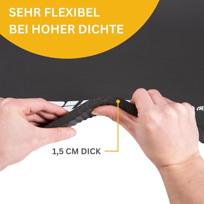 Тренувальний килимок преміум-класу: фітнес, йога, гімнастика | неслизький | товстий та довгий | 190 x 60 x 1,5 см (сірий)