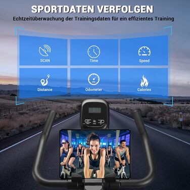 Венкер Домашній велотренажер з магнітним опором, Indoor Spinning Bike, до 160 кг, блакитний