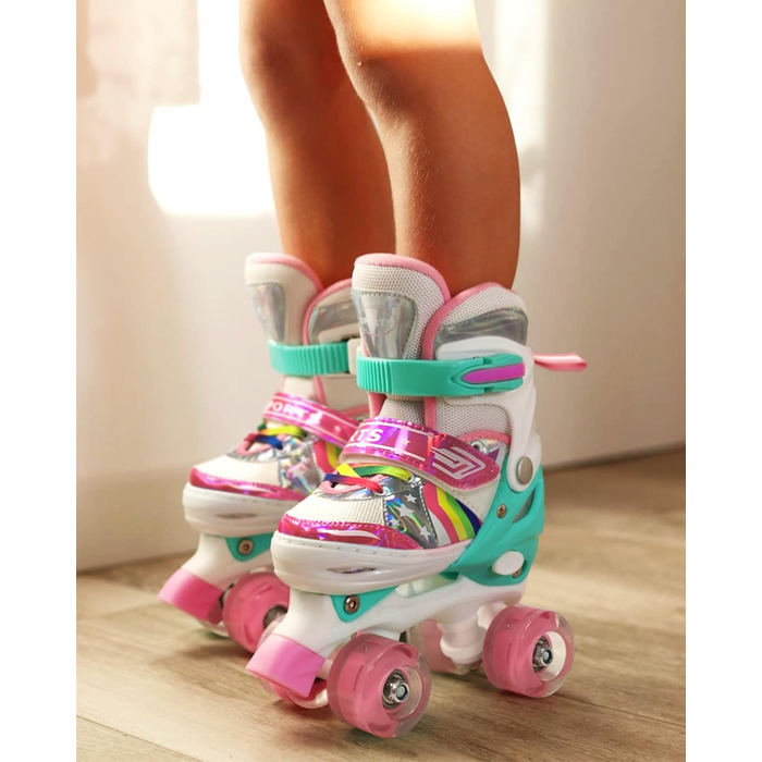 Дитячі ролики Ceestyle Verstellbare з регульованим розміром, світлові колеса, для хлопчиків та дівчаток, розмір 27-37 (4 розміри), рожеві