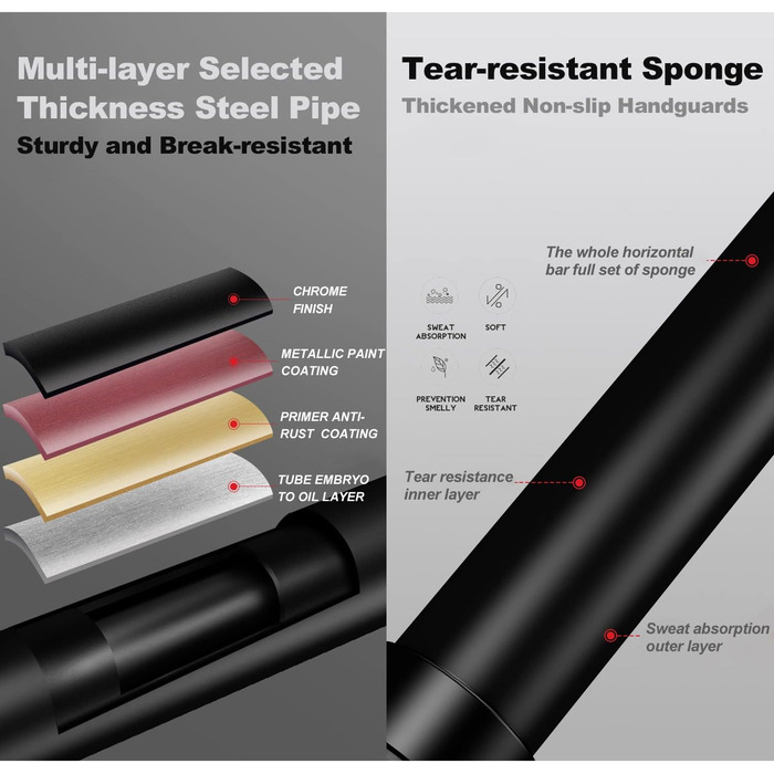 Климмер для дверей Klimmzugstange, 69-92 см, тренажер для дому, фітнесу, верхньої частини тіла, з неслизьким покриттям
