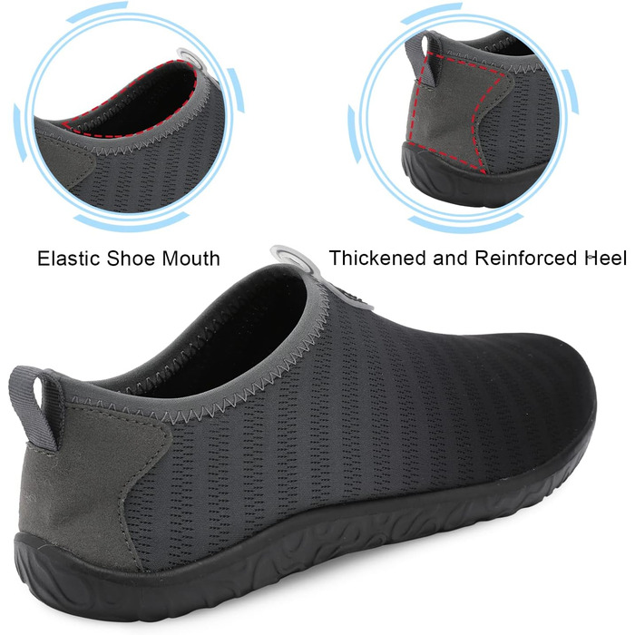 Водні шкарпетки Spesoul для жінок та чоловіків, дихаючі, швидковисихаючі, м'які, для піших прогулянок, плавання, пляжу, серфінгу, йоги, спорту (42/44 EU, Jb Blackgrey)