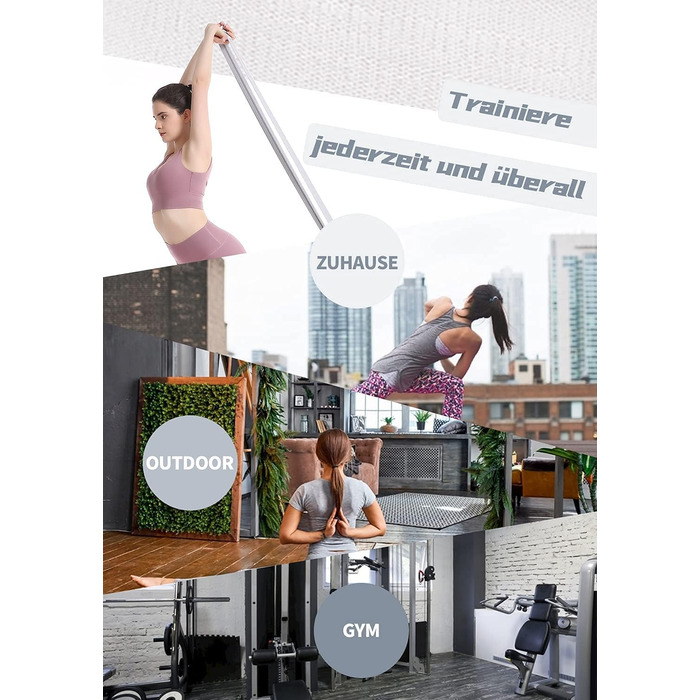 Стрічки для фітнесу з тканини, тренувальні стрічки для пілатесу, набір 3 шт. Стійкі до ковзання, спортивні стрічки для фітнесу, силові тренування, стрічки опору, сірі, темно-сірі, чорні