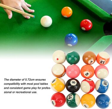 Набір куль для більярду, 16 штук. Кулі для більярду діаметром 5,72 см (2,25 дюйми) для американського більярду. Аксесуар для більярдного столу.
