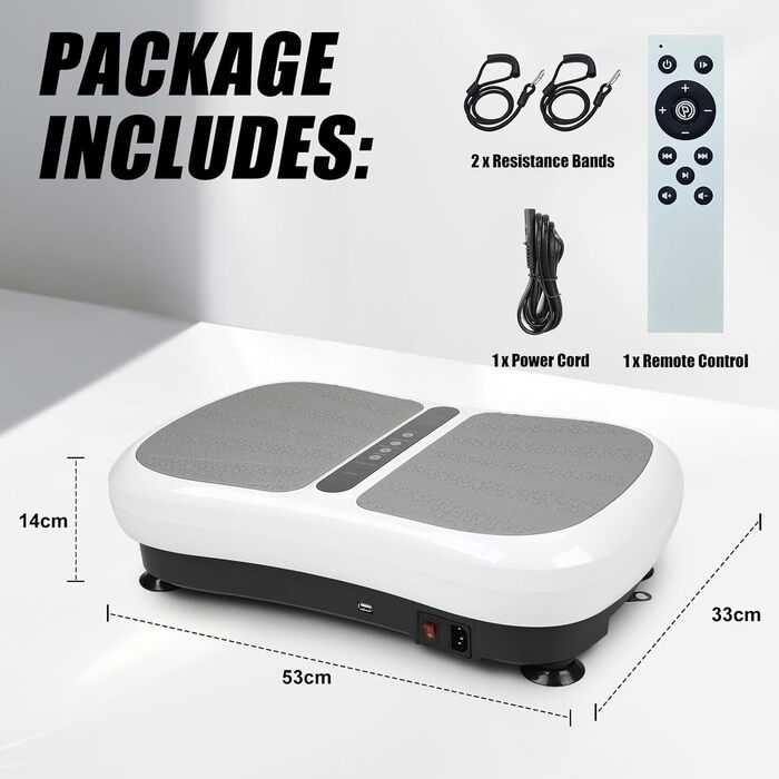 Віброплатформа Triclicks Ultra Slim для схуднення з Bluetooth, USB-плеєром, 2 стрічками, пультом та 180 рівнями