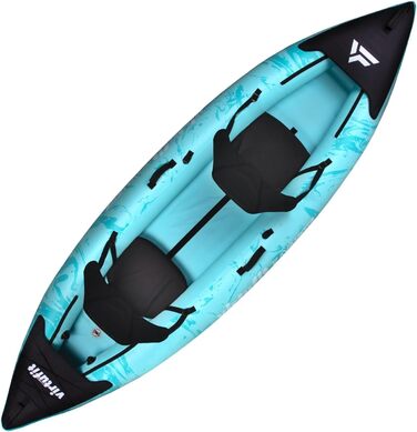 Надувний каяк VirtuFit Kajak 335 для 2-3 осіб – стабільна конструкція, комплект з сидіннями та веслами – для моря, річки та озера – 335 см, блакитний