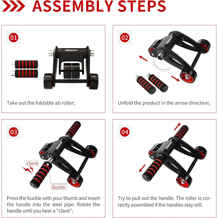Ролер для пресу PROIRON: тренажер для пресу з килимком для колін. Ідеально для чоловіків та жінок.