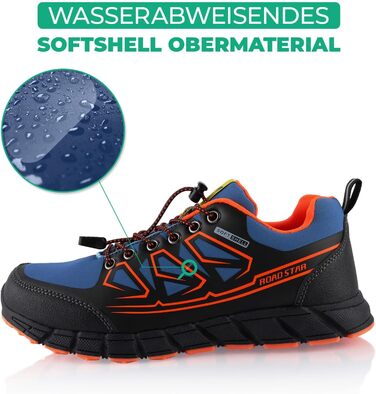 Черевики для трекінгу та трейлраннінгу Softshell для жінок та чоловіків. Синьо-зелені черевики для піших прогулянок та бігу по пересіченій місцевості (41 EU, Синьо-оранжевий)