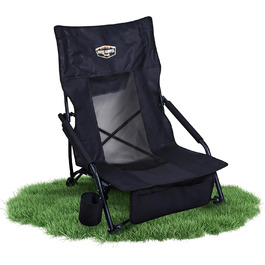 Крісло для кемпінгу Fuchs Camper Strandstuhl – розкладне, з високою спинкою та сіткою, з підстаканником та кишенею, чорне, вантажопідйомність 150 кг