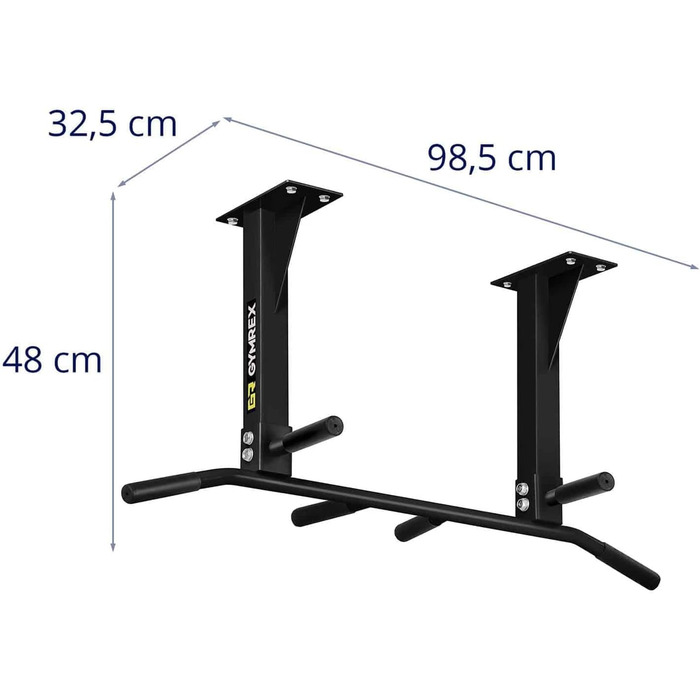 Турнік на стелю Gymrex GR-PU110B, чорний, 110 кг, з гумовими наконечниками