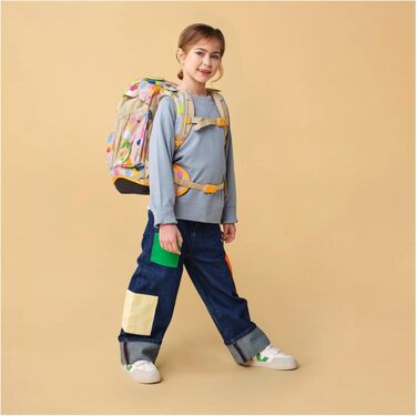 Ергономічний шкільний рюкзак ergobag Schulranzen-Set Flower Powbär (Бежевий) — комплект із 6 предметів для 1 класу початкової школи, унісекс