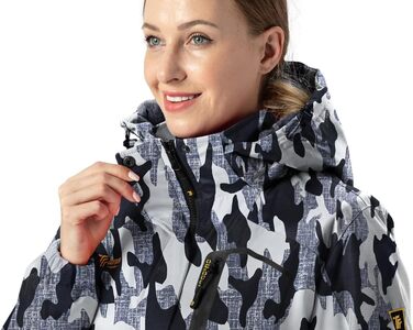 Жіноча зимова куртка YSENTO: водонепроникна, для катання на лижах, софтшелл, флісова, функціональна з капюшоном, білий (XXL, камуфляж)