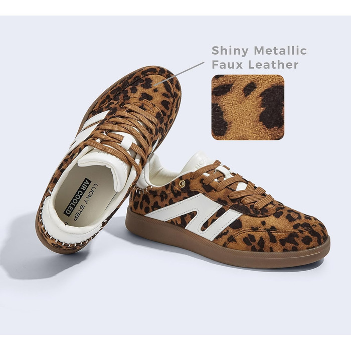 Кросівки жіночі LUCKY STEP класичні ретро, шкіра, для тенісу та скейтбордингу, з гумовою підошвою, Leopard (42 EU)