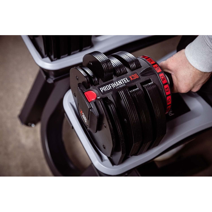 Професійний набір гантелей Profihantel X36 з регулюванням ваги | 2-36 кг | Зручна система кріплення | Комплект з підставками