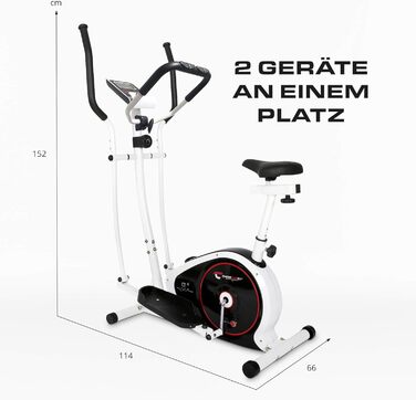 Ергометр Christopeit Crosstrainer CT 4 – 2-в-1 тренажер для ходьби та бігу з магнітною системою опору 7 кг, 8 рівнів навантаження, LCD-дисплей, датчики пульсу та підставка для планшета – для щадного впливу на суглоби (з килимком)