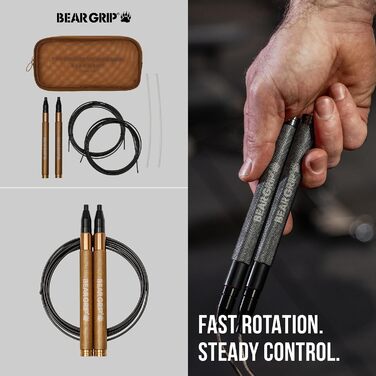Спортивний стрибкун BEAR GRIP Elite Speed — швидкісна скакалка з антиковзаючими ручками для кросфіту, MMA, боксу та HIIT тренувань, регульована, червона