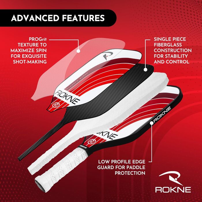 Ракне Curve Classic: Плескебол ракетка | Схвалено USAPA | Скловолокно, ProGrit текстура для обертання та сили