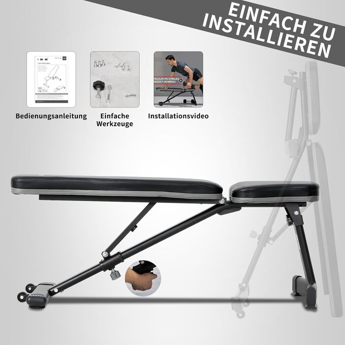 ISE Складна багатофункціональна лавка для тренувань SY-5021: регульована спинка, банк для пресу, фітнес-лавка для дому