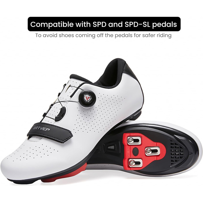Велосипедні черевики для чоловіків та жінок. Підходять для шосе, MTB. Сумісні з педалями Look SPD, SPD-SL, Delta Lock. Підходять для Peloton. Розмір 42 EU, білі.