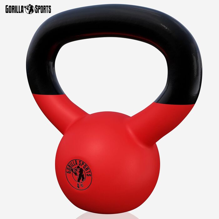 Kettlebell GORILLA SPORTS 2-32 кг, чавунний, вініловий, для фітнесу та силових тренувань