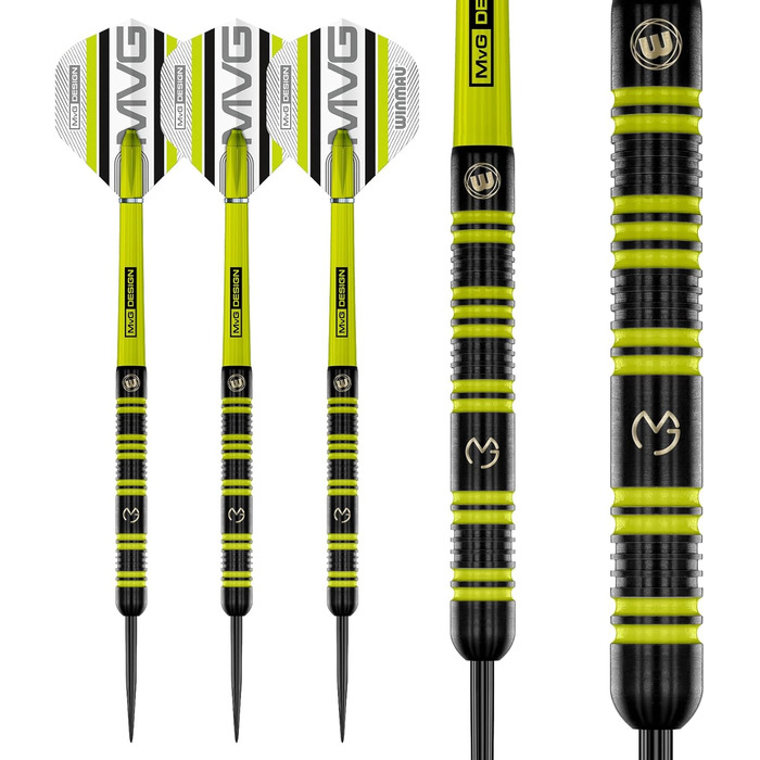 Дротики WINMAU MvG 85% Pro-Series 23 г, професійний набір з оперенням і хвостовиками