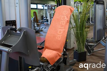 Рушник спортивний Aqrade для фітнесу 120x50 см з фіксацією, XL, 100% бавовна (коралово-рожевий)