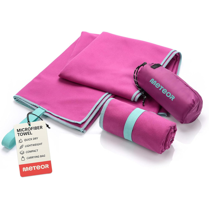 Рушник спортивний Meteor Sport Microfiber XL XXL 9 кольорів, надзвичайно легкий, швидковисихаючий, для фітнесу, подорожей, сауни, пляжу (50x90 см, баклажан)