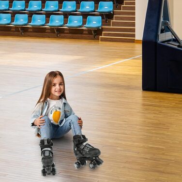 Дитячі ролики Supfine Inlineskates з регульованим розміром 31-38 (S/M) – ролики для дівчаток та хлопчиків з світлодіодними колесами, чорні